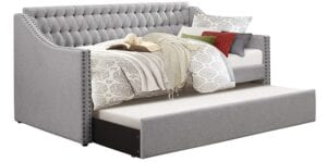 Homelegance Tulney Fabric Upholstered Daybed with Trundle, Twin, Dark Gray