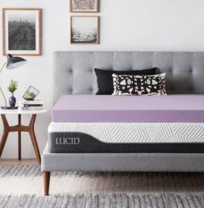 LUCID Ventilated Design 4 Inch Lavender Infused Memory Foam Mattress Topper, Queen,