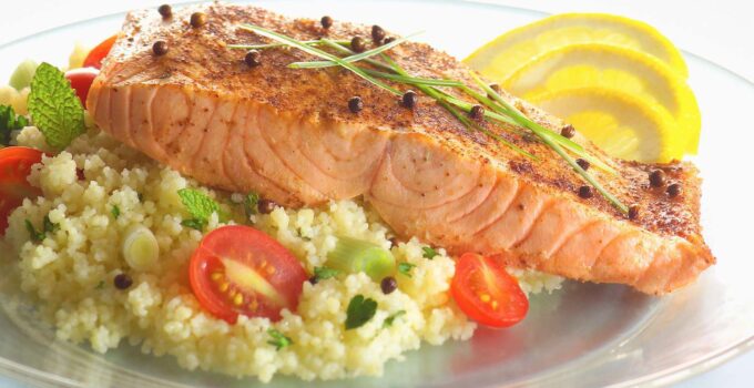 Couscous with Salmon, Dill, and Sour Cream Recipe